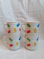 4 royal dux bohemian porcelain mugs
