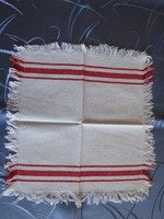 Old red striped small linen napkin