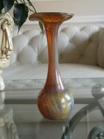 Fújt üveg váza, handmade 16 x 6 cm