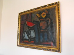 Izsák József 1929-2007 festmény 60x80 cm Képcsarnok jó állapotban évszám 1963