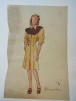 Vera Sümegi watercolor painting, fashion, size approx. 15X25 cm