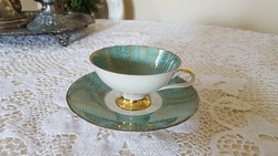 Gyönyörű,Bavaria türkiz/arany színű porcelán csésze és alj
