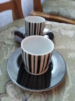 Fekete csíkos nosztalgia kávés csésze parban