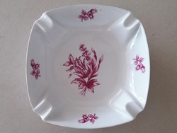 Régi Hollóházi porcelán lila virágos hamutartó hamutál hamuzó 14 cm