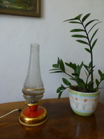 Ritka,retro,szarvasi narancssárga talapzatú bütykös lámpa,asztali lámpa