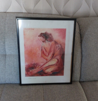 (K) "Hatte Mich" elvont festmény egy különös alakkal... szignózott 41x51 cm kerettel