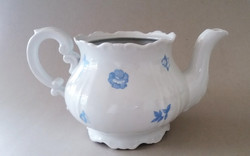 Régi Zsolnay porcelán teáskanna kék virágos kanna barokk kiöntő