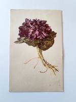 Régi virágos képeslap ibolya levelezőlap