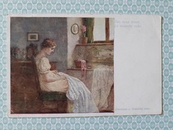 Régi képeslap 1918 Wiener Kunst művészeti levelezőlap