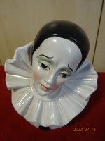 Italian porcelain figure, harlequin clown with a black hat, height 19.5 cm. He has! Jokai.