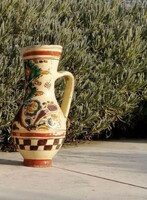 Antique (old folk) earthenware goblet from the 1800s (today: 22.5 cm) collector's item