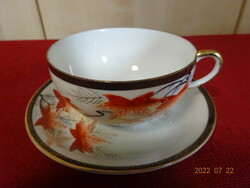 Japán porcelán teáscsésze + alátét, gésa fejes, tojáshéj vékony. Vanneki! Jókai.