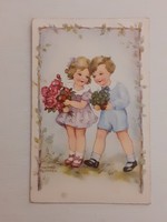Régi képeslap 1942 gyerekek virággal levelezőlap