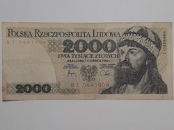 Lengyelország  2000 zloty , zlote , zlotych 1982 lengyel
