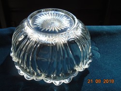 Antique frilled, thick-wall rosette, relief-patterned offerer with a wide curved rim