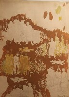 2 db Ferenczy Noémi akvarell vázlat : Ültetők.