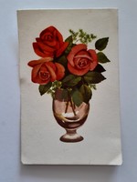 Régi képeslap virágos rózsa levelezőlap