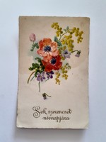 Régi képeslap 1927 virágos levelezőlap