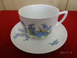 Zsolnay porcelán antik teáscsésze + alátét, búzavirág mintás. Vanneki! Jókai.