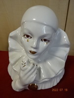 Italian porcelain figure, white harlequin clown, height 19.5 cm. He has! Jokai.