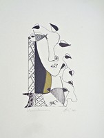 István Károly Szász 1909-1979 graphics, ink drawing, without frame, dated 1978
