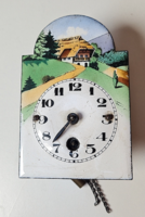 Antique, mini enamel plate wall clock