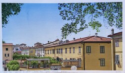 "Walking in Lucca" akvarell közvetlen a művésztől