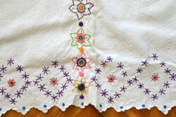 Antique, hand-woven and embroidered folk tablecloth from Transylvania