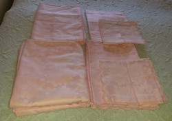 Rózsaszín damaszt avatatlan ágyneműhuzat garnitúra párban, 2x3 darabos