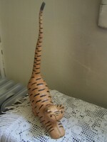 Retro cica / macska  szobor faragott, festett fa 29 cm magas kedves darab