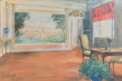 Szalon enteriőr, 1924 (akvarell, kerettel 29x39 cm) Lászlóffy? Lórántffy? azonosítatlan