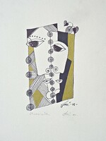 Szász Károly István 1909-1979 grafika, tusrajz, keret nélkül, 1978-as datálással
