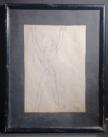 Female nude croquis - with unidentified mark, 1955 (42×34 cm)
