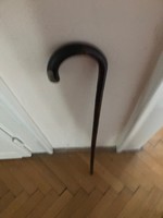 A walking stick/walking stick with a silver end and slippers. XX.Szd. First half. 85 Cm