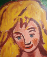 Cs. Németh Miklós: Fiatal nő portréja (70x100 cm) akril