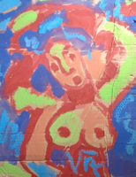 Miklós Cs. Németh: female nude (tempera, cardboard, 55x45 cm)