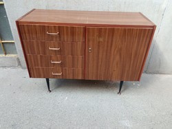Mid century sideboard with metal legs, chest of drawers and doors