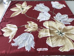Salvatore ferragamo silk scarf with tulips, 91 x 90 cm