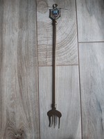 Régi szép réz villás piszkavas (46 cm)