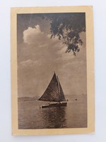 Old postcard 1955 photo postcard Balaton sailing ship