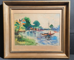 Hajókázás (akvarell 39x45) "Medgyes" jelzéssel