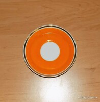 Hollóházi porcelán csésze alátét  narancssárga arany széllel 11 cm (2p)