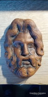 Rarity - Greco-Roman head ceramic wall ornament museum marked copy flawless top condition 11 x 7.5 Cm