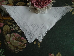 Old, sewn, embroidered handkerchiefs, handkerchiefs, handkerchiefs. 25 X 25 cm.