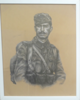 Nyírő Veronika: Katonaportré, "Máté" (grafit-karton üveg alatt 53x43 cm)