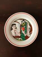 Ritka Zsolnay porcelán gyermek tányér Hófehérke tündérmese mintával retro étkészlet tál