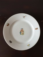 Ritka Zsolnay gyermek tányér tál porcelán tündérmese Jancsi és Juliska mintás retro