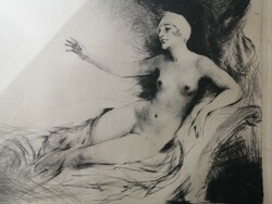 Art deco female nude - etching 30s