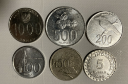 INDONÉZIA 5, 50, 100, 200, 500, 1000, rupia, 1971-2010 évek