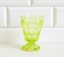 Uránüveg? kehely - uránzöld üveg pohár - depression glass